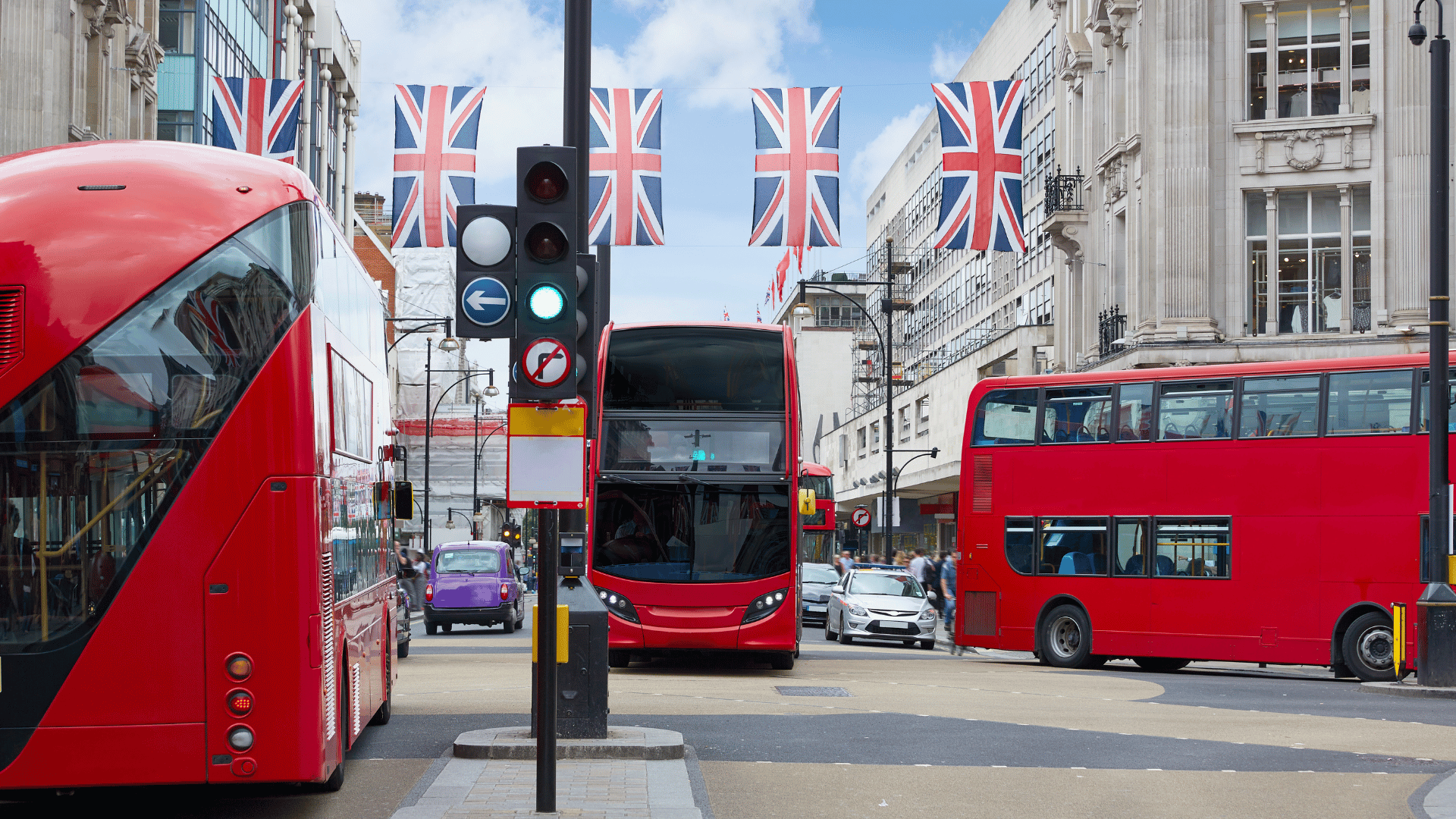 Central London street with buses