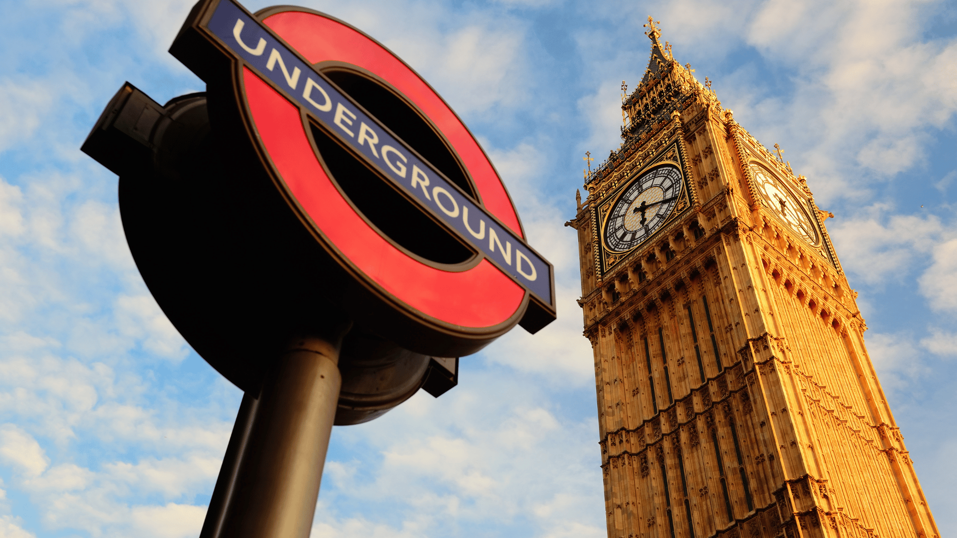 London Underground roundel and Elizabeth Tower