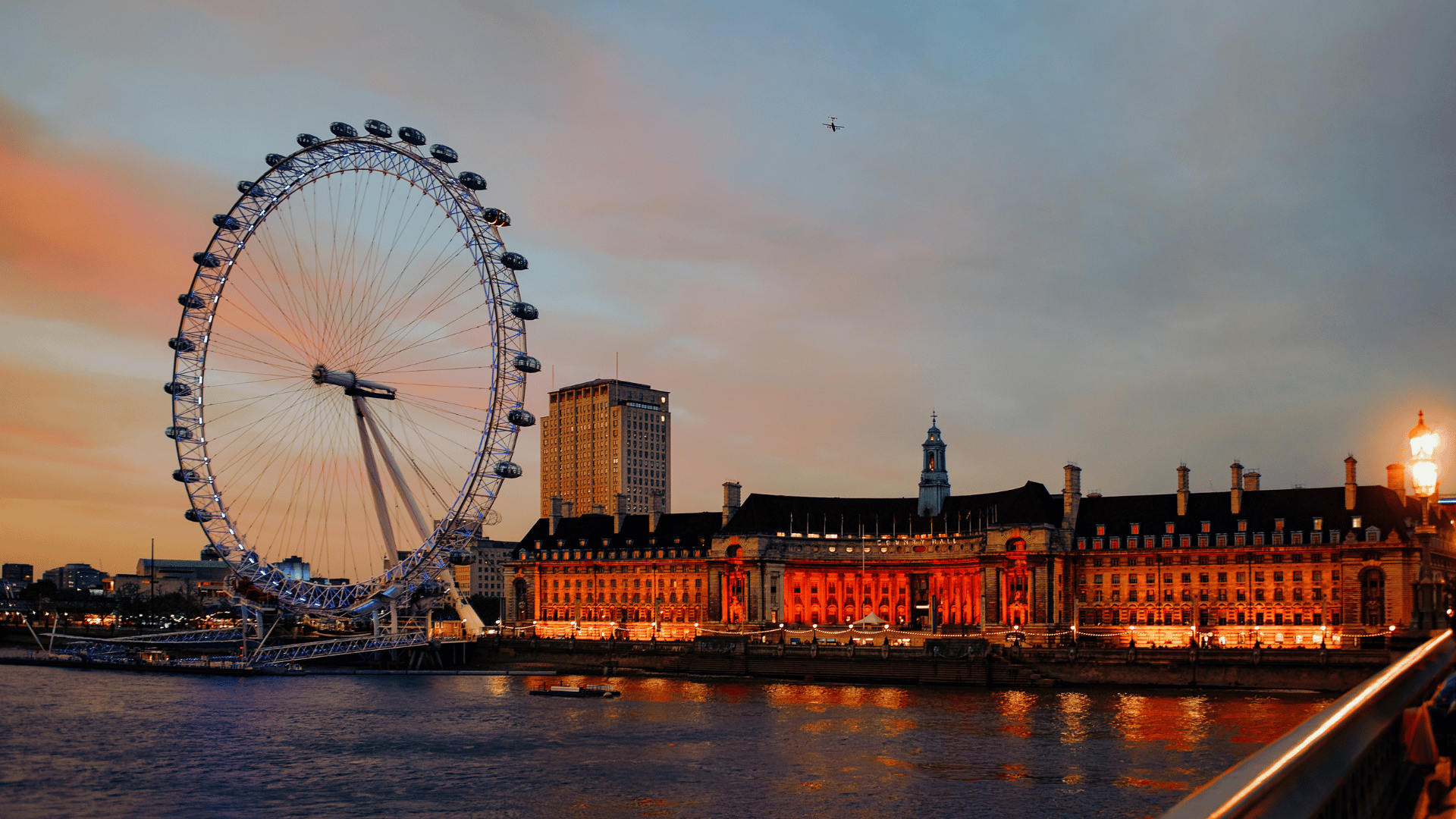 London Eye and Thames at night